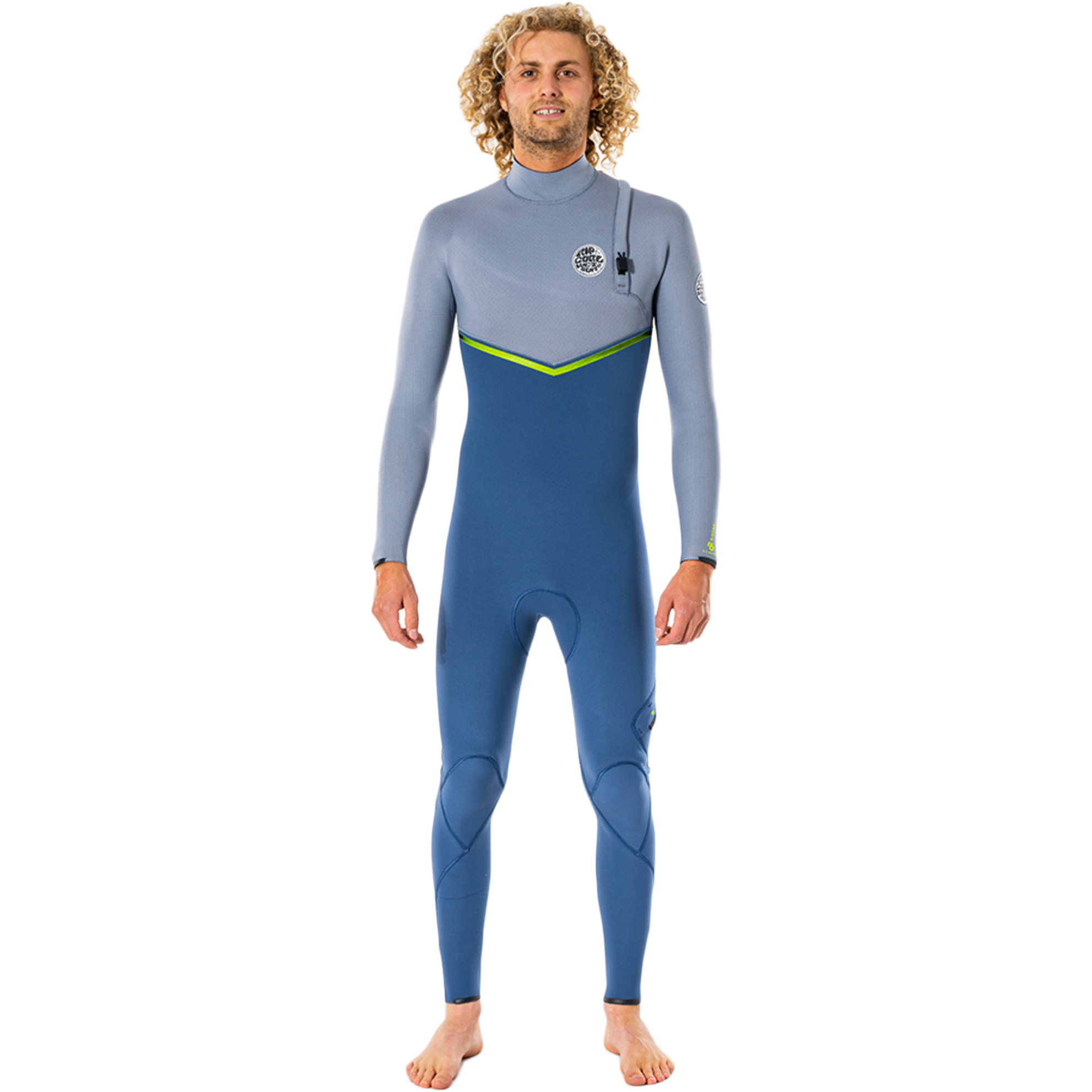 2022 Rip Curl Mens E-Bomb 4/3mm Zip Free Wetsuit WSMYQS - Blue Grey